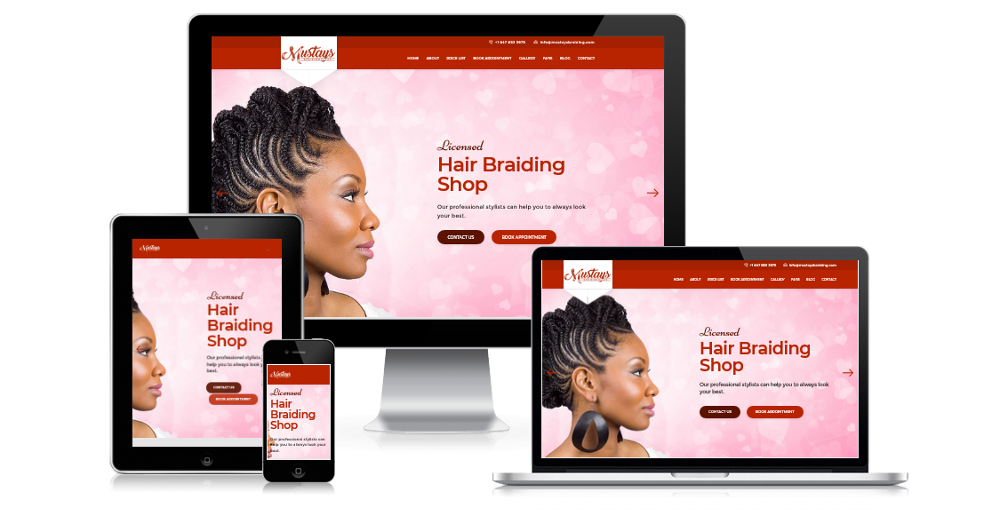 Mustays Braiding Place - Web Design for Hair Salon in Canada - Retenvo